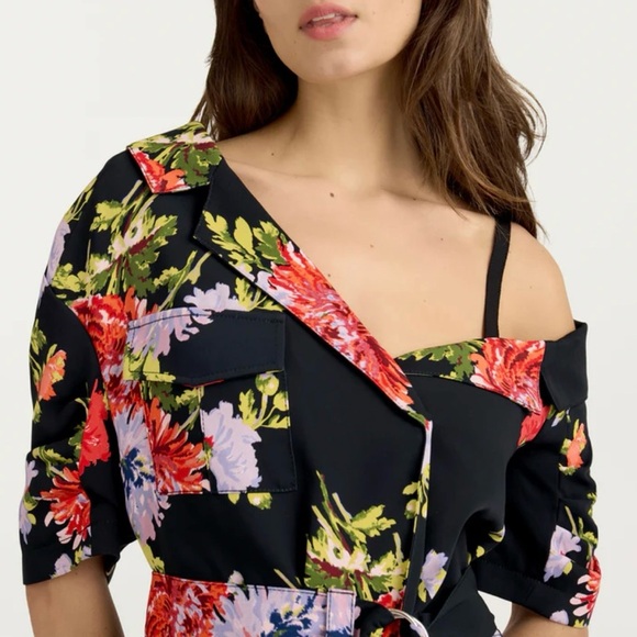 Cinq à Sept Katie Floral Wrap Off the Shoulder Chrysanthemum Jacket Blazer NEW - Picture 4 of 16